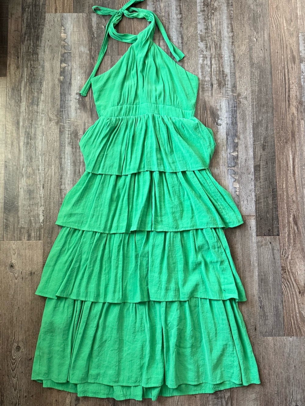 Green Ruffled Maxi Dress
